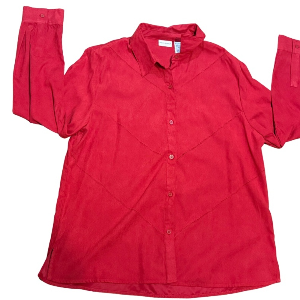 Red Vintage Button Up Shirt XL White Stag Soft Minimal 90s Fit